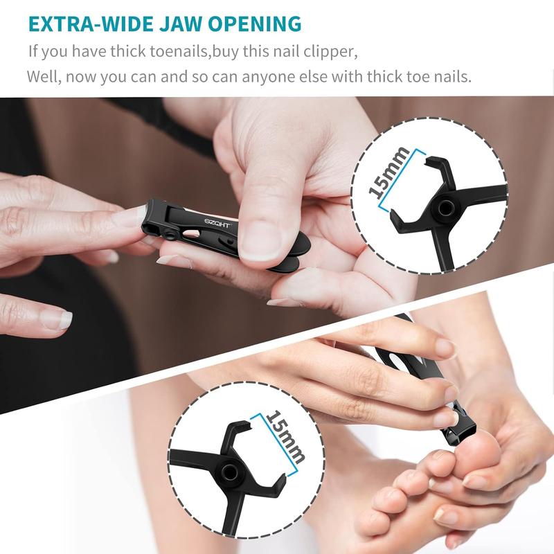 Extra Wide Jaw Opening  Clippers for Thick Nails  for Ingrown Toenail Clippers & Fingernails Manicure Set,Pedicure Kit,Men & Women(Black)