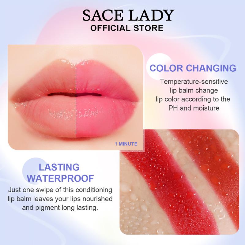 SACE LADY 3Pcs Tinted Lip Balm Set Lasting Color Changing Smooth Matte Lip Stain Pigmented Moisturized Lipstick Kit Gloss Lipgloss