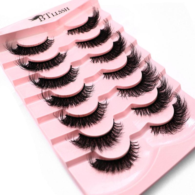 Summer Fluffy False Eyelashes, 21 Pairs Mixed Styles Faux Cluster Lashes, Natural Lightweight Curling Eye Makeup Strip Lashes, Lash Clusters