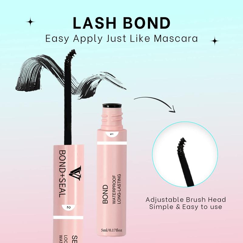 VAVALASH upgrade Lash Bond&Seal Cluster Lash Glue Individual Lashes Glue for DIY Lash Extensions Long Retention Strong Hold 48-72 Hours Waterproof Lash Bond for Lash Clusters(5ml+5ml) Eyelashes Makeup Cosmetic Eyelash Extensions Eyelashes Extensions