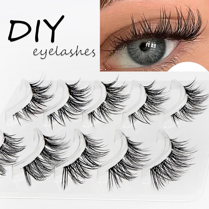 Natural Look Manga False Eyelashes, 1 Box Reusable Fluffy Curly Thick Faux Cluster Lashes, Eye Makeup Products for Women & Girls, Christmas, Christmas Gift