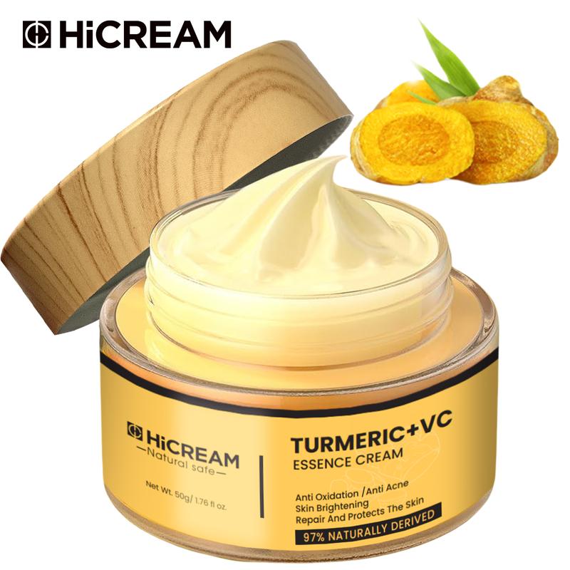 Hicream Turmeric Face Cream + Vitamin C Glow Boosting Moisturizer & Skin Repairing, Anti-Aging Facial Cream 1.67 FL OZ Moisture Skincare Organic Aloe