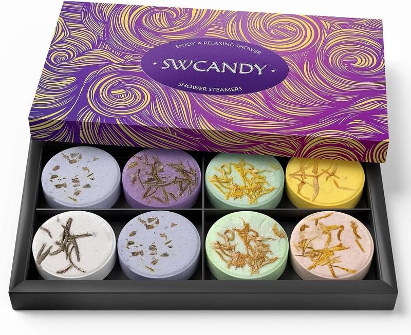 Shower Steamers Aromatherapy Birthday Gifts for Women - SWCANDY 8 Pcs Stocking Stuffers Christmas Gifts for Mom Men Teen Bath Bombs Self Care with Natural Essential Oils Relaxation Home SPA Bridesmaid