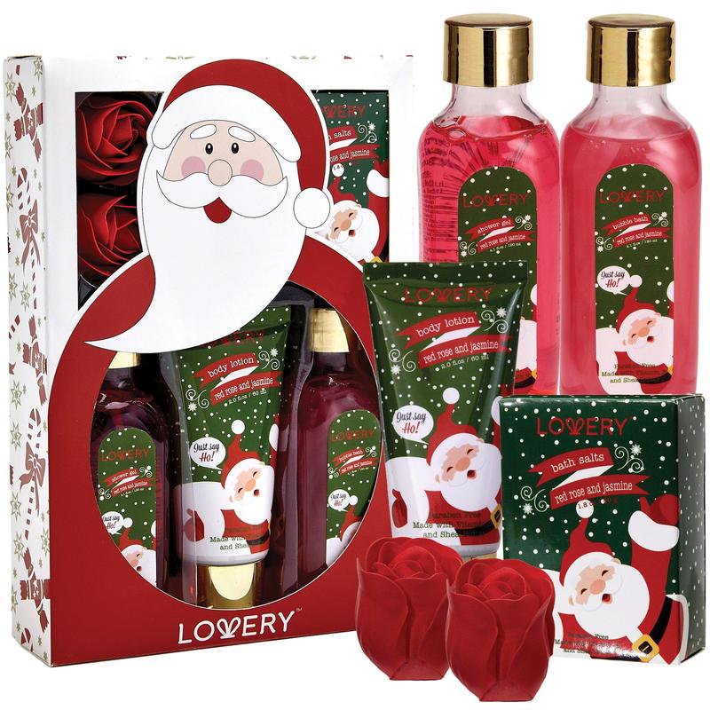 Red Rose and Jasmine Home Bath Set - 6Pc Christmas Gift Aroma Body Care