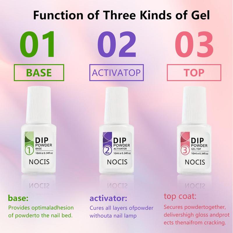 Dip Powder Nail Kit Starter, 4 Colors Nude Pinkish Glitters Acrylic Dipping Powder System Liquid Set With Base Top Coat Activator For French Nail Art Manicure Salon All-in-One Beginner Extension Kit