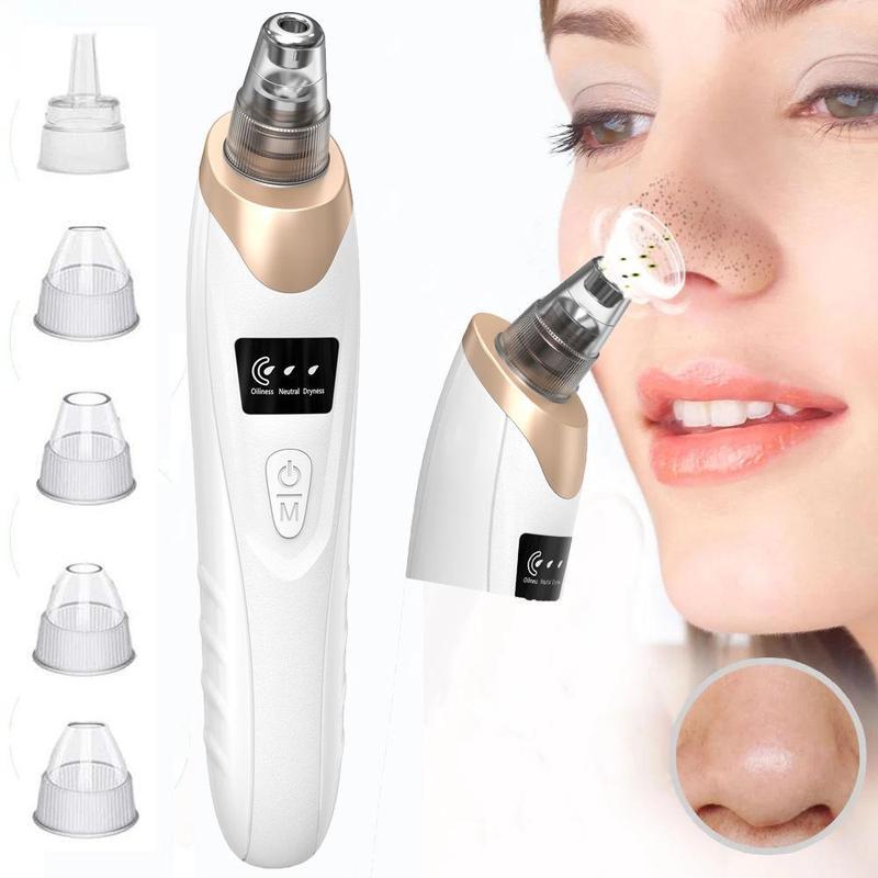 Newest Blackhead Remover Pore Vacuum,5 Suction Power,5 Probes,USB Rechargeable Blackhead Vacuum Kit-Facial Pore Cleaner Electric Acne Extractor Tool for Women and Men