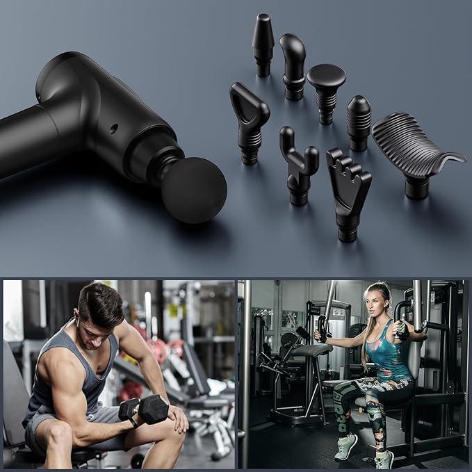 Massage Gun Deep Tissue, Handheld Electric Muscle Massager, High Intensity Percussion Massage Device for Pain Relief with 9 Attachments & 30 Speed(Black)