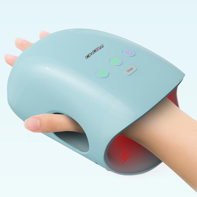 CINCOM Portable Hand Massager (BLUE), Cordless, with Comfort Heat and Gentle Massage, Adjustable Settings, Auto-Off Feature, Rechargeable, Perfect for Daily Relaxation, Ideal Gift