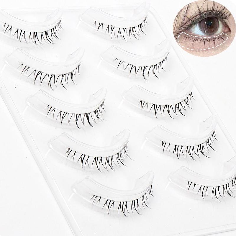 Clear Band Wispy False Lashes, 5 Pairs Reusable Dramatic Anime Lower Lashes, DIY Cosplay Bottom Eyelashes, Eye Makeup Product for Women