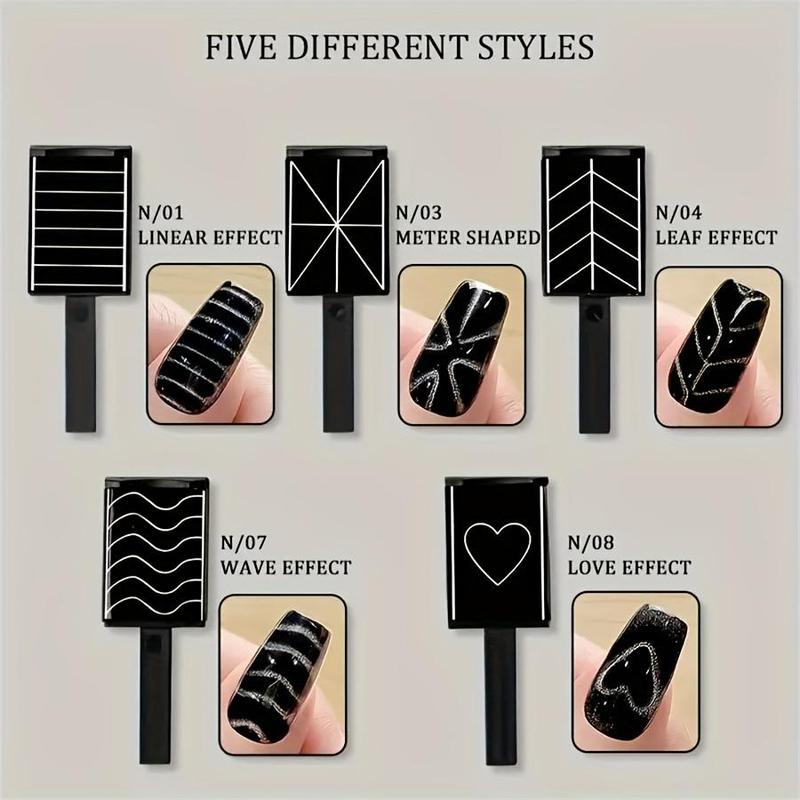 Magnetic Cat Eye Gel Nail Polish Tool, 5 Counts set Magnetic Rod Set for 3D Magnetic Cat Eye Gel Polish, Professional & DIY Nail Design Tools, Christmas, Christmas Gift