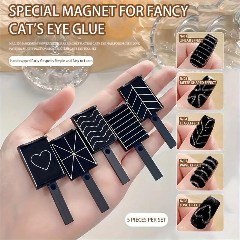 Magnetic Cat Eye Gel Nail Polish Tool, 5 Counts set Magnetic Rod Set for 3D Magnetic Cat Eye Gel Polish, Professional & DIY Nail Design Tools, Christmas, Christmas Gift