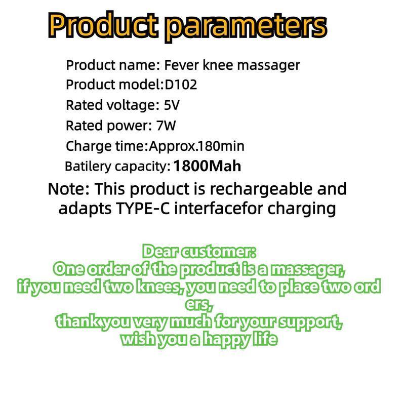 Heated Knee Massager, 1 Count Adjustable Modes Body Care Knee Warmer Pad with Charging Cable, Personal Care Appliances for Home & Travel