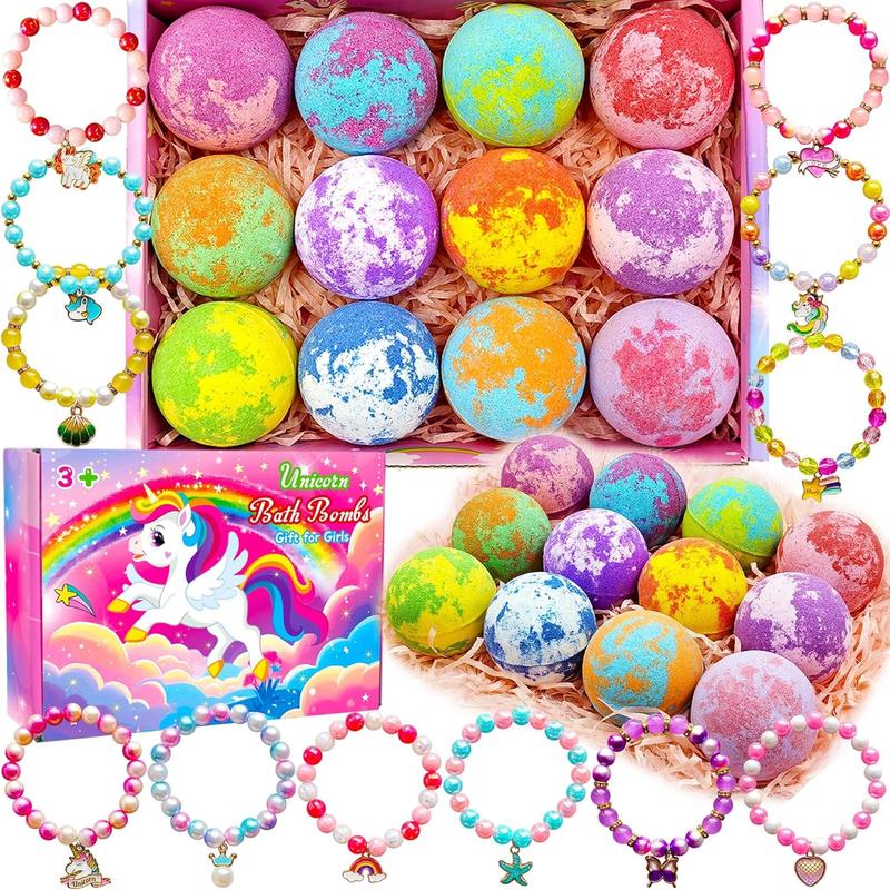 Unicorn Bath Bombs for Girls  with Toys Surprise  Inside Gift for Girls 3 4 5 6 7 8 Years Old Birthday Gifts Ideas Easter Gifts for Girls Easter Basket Stuffers Egg Fillers Christmas Gifts