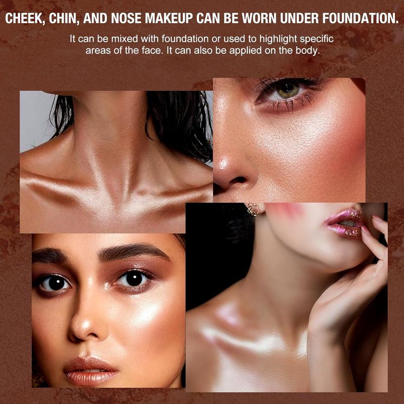 Highlighter Powder Palette,  Palette Facial Bronzers Illuminator Palette Highlighter Baked Waterproof Long Lasting Brilliant Lighten Skin Color (5 Color, 1 Count (Pack of 1))