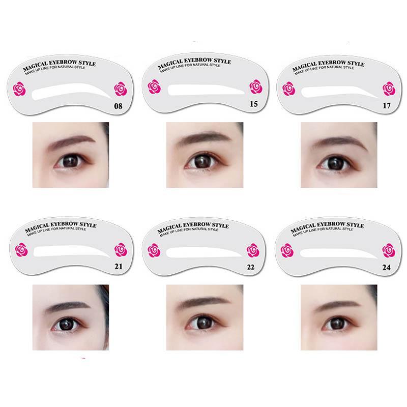 24pcs Eyebrow Stencil Kit, Reusable Eye Brow Stamp Stencils Reusable Eye Brow Stencils Makeup Tool Set for Women Eyebrow Shaping, Grooming, Tinting, Eye Makeup Accessories