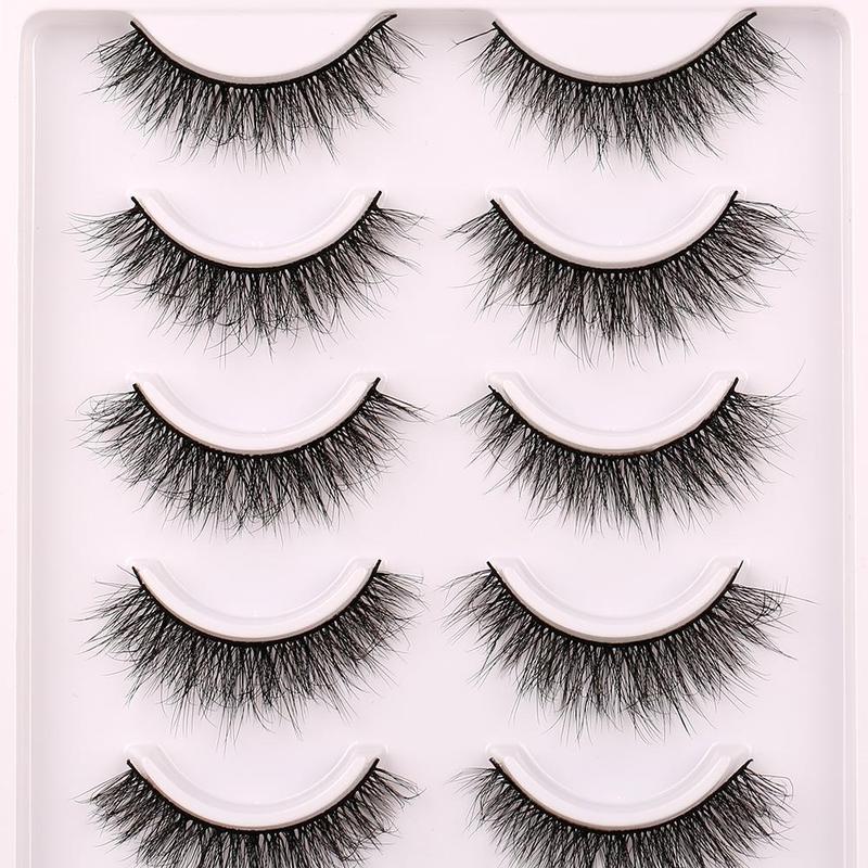 Natural False Eyelashes, 10 Pairs DIY Eyelashes for Lash Extensions, Natural Curling Strip Lashes, Soft and Curl Fake Lashes for Women, Eye Makeup Products, Christmas Gift