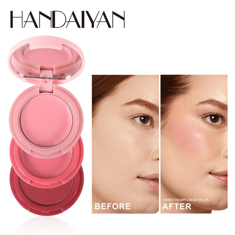 HANDAIYAN 3 in 1 Contour Highlighter Blush Makeup Palette, Shimmer Matte 3 Colors Pigmented Brighten Highlighting Bronzer Blusher Eyeshadow Pallet, Long Lasting Shaping Full Face Eyes Makeup kit