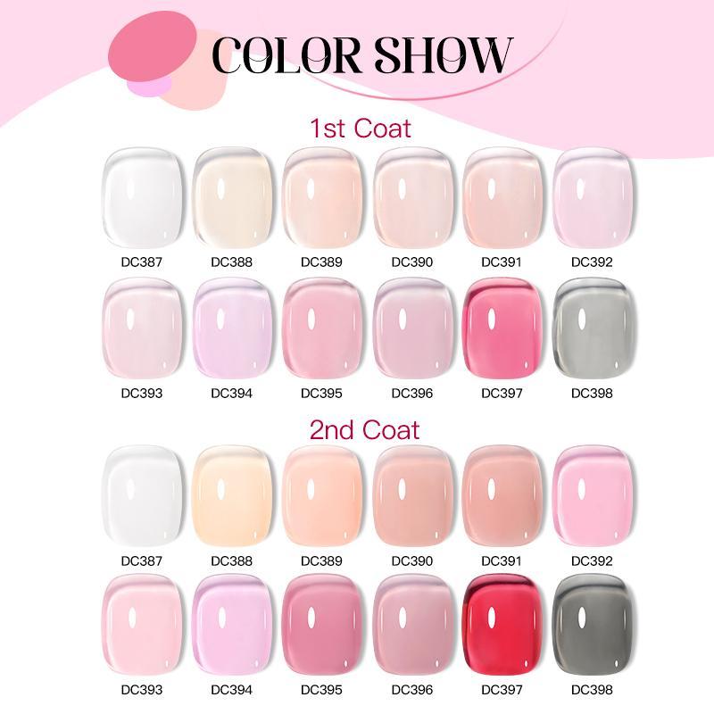 Jelly Rubber Base Gel Nail Polish Set, 12pcs set Soak Off Nail Art Gel Varnish, Professional Nail Art & Nail Polish for Women & Girls