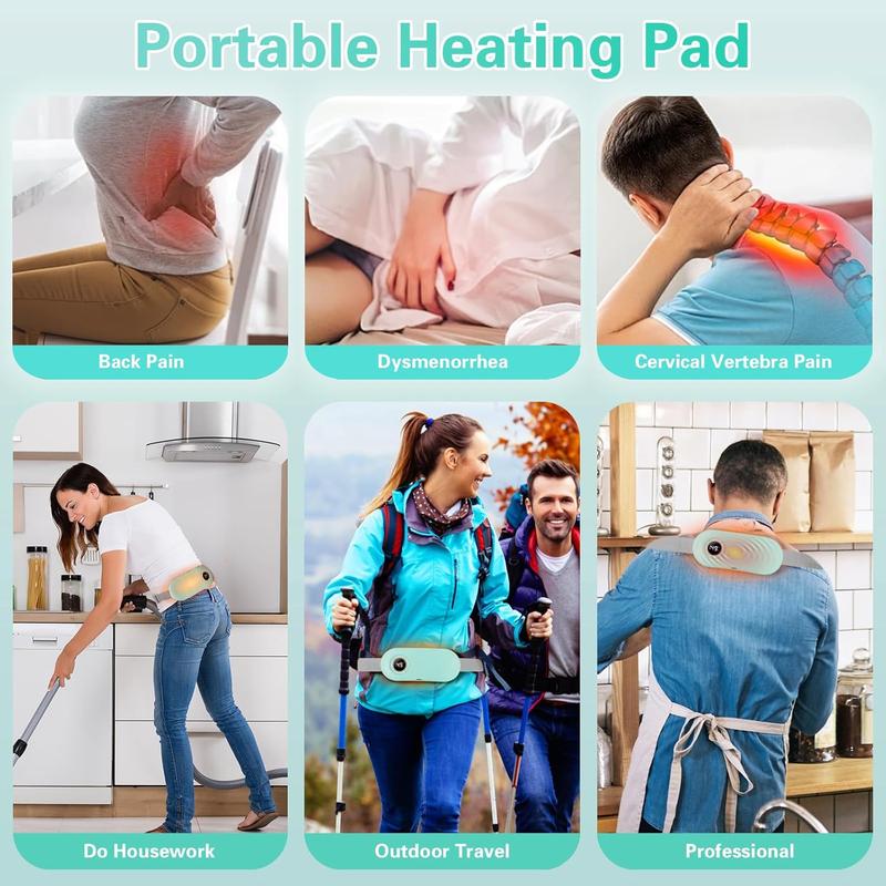 Heating Pad for Period Cramps 5000mAh, Portable Heating Pad with 6 Heating Levels and 6 Massage Modes, Menstrual Heating Pad with 3 Timer Auto Off Set Cordless Comfort