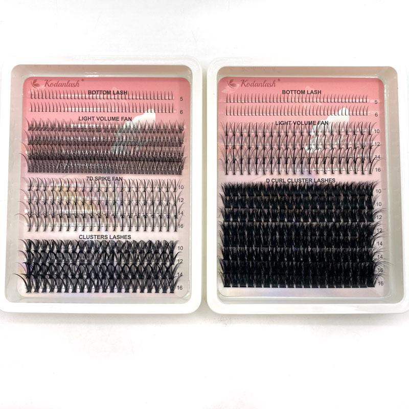 Fluffy Cluster Eyelash Extensions Kit, 1 Set Mixed Length False Eyelashes with Eyelash Glue & Tweezers & Remover, Professional Eye Makeup Accessories