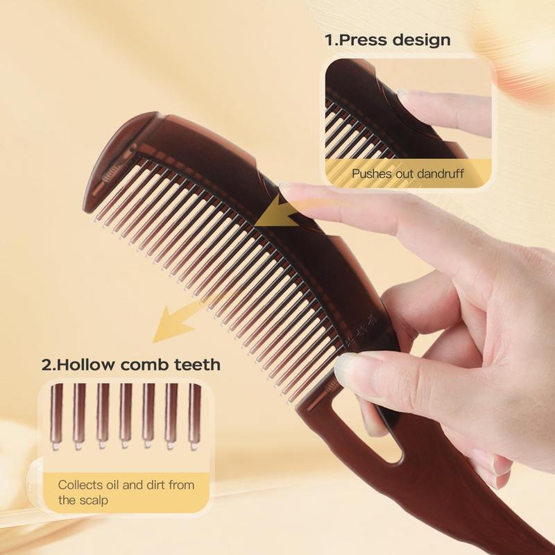 Dandruff Comb Self-cleaning, Scalp Care Massage Energy Comb, Plastic Wide Hollow  Button Comb for Scalp Exfoliation with Gua Sha Handle for Healthier Scalp and Hair Growth for Women Men