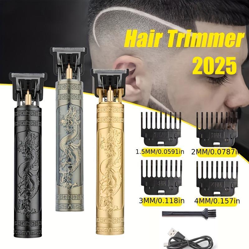 Dragon & Phoenix Pattern Wireless Hair Trimmer, 1 Set Rechargeable Hair Clipper with Accessories, Professional Hair Trimmer for Men, Christmas Gift