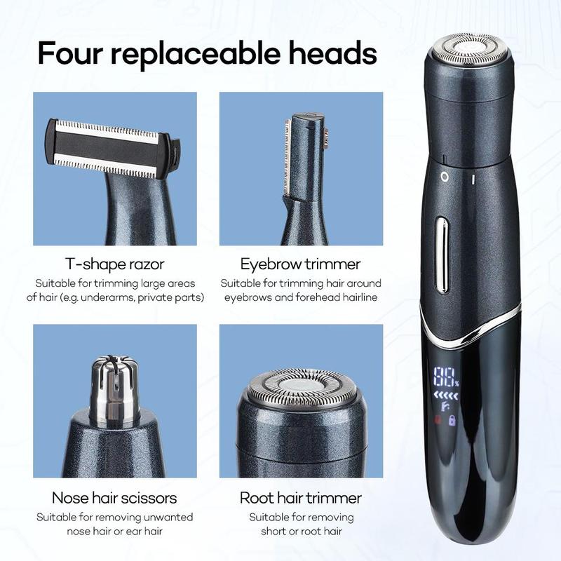 4 in 1 Electric Shaver, 1 Set Multifunctional Hair Removal Instrument, Eyebrow Trimmer, Nose Hair Scissor, Electric Rechargeable Razor for Whole Body