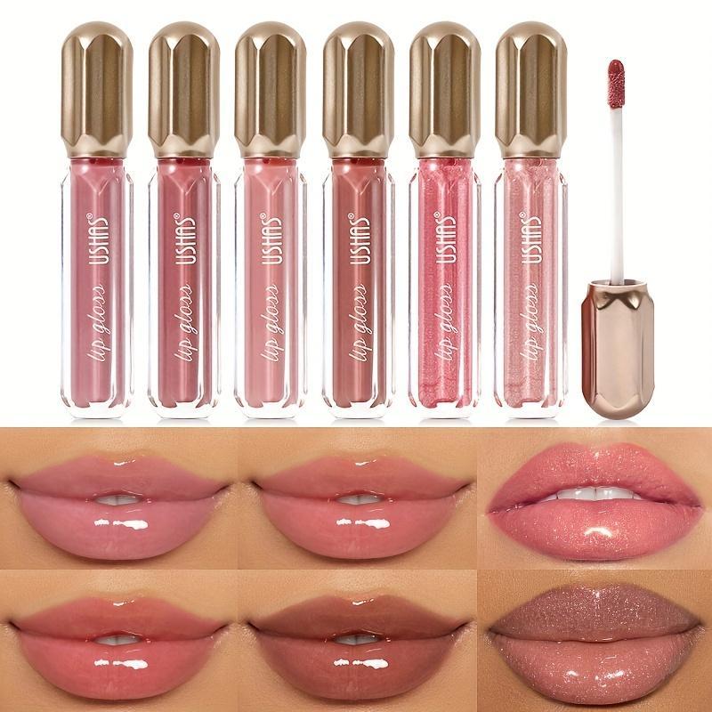 Long Lasting Lip Gloss Set, 6 Counts set Moisturizing Lip Glaze, Glossy Lip Glaze Stick, Plumping Lip Oil Lip Stick for Girls & Women