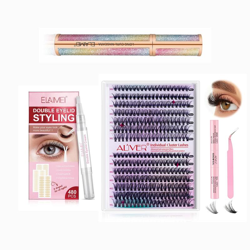 ELAIMEI Double Eyelid Tape Kit,  Droopy Eyelid, Big Eye Tools, 480Pcs Double Eyelid Strip,  Fork Rods & Tweezers