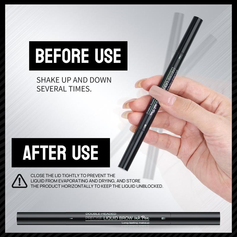 Double-ended Eyebrow Pencil，2-in-1 Dual-Ended 2-Fork-Tip Applicator, Waterproof and Long Lasting Makeup