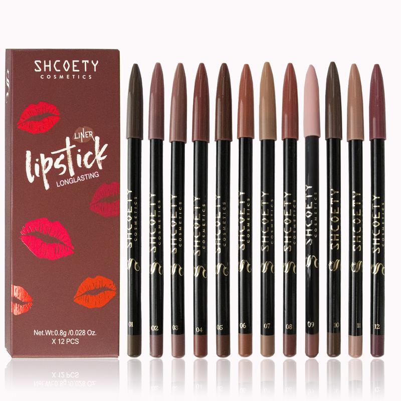 12-color matte lip liner set nude lipstick long-lasting and non-fading Line lip pencil makeup lipliner  combo