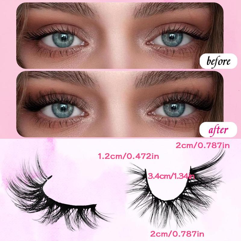 Christmas Fluffy False Eyelashes Cluster, 5 Pairs Wispy Cat Eye Look Faux Cluster Lashes, Natural Curling Eye Makeup Strip Lashes for Women & Girls, Lash Extensions Kit, Fall Dolly Makeup