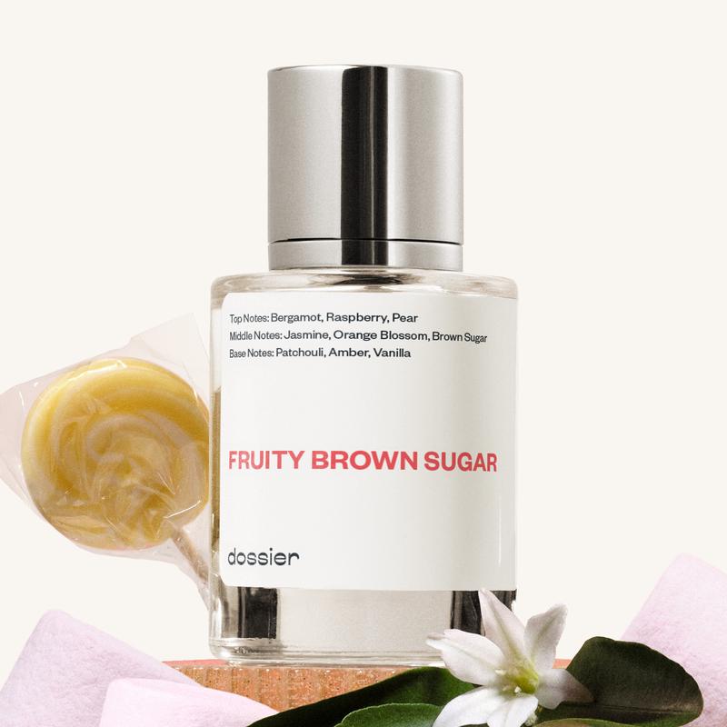 Fruity Brown Sugar, Dossier, Women Perfume, 50ml-100ml-150ml, Eau de Parfum, Bergamot, Raspberry, Pear, Jasmine, Orange Blossom, Brown Sugar, Patchouli, Amber, Vanilla