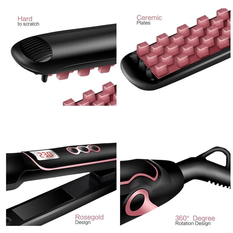 AIKO PRO 2-in-1 Hair Volumizing Iron Hair Straightener Ceramic Crimper Corrugated Curler Volumizer