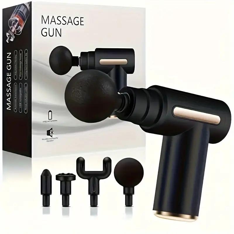 Massage Gun for Deep Tissue Pain Relief, 6 Speeds, Mini Handheld. Portable with 4 Interchangeable Heads for Deep Muscle Relief and Relaxation