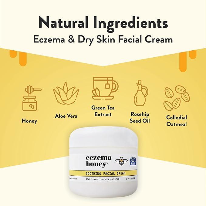 Eczema Honey Soothing Facial Cream | Eczema Lotion | Face, Eyelids, Lips | Natural | Dry Skin Repair Comfort Moisturizer