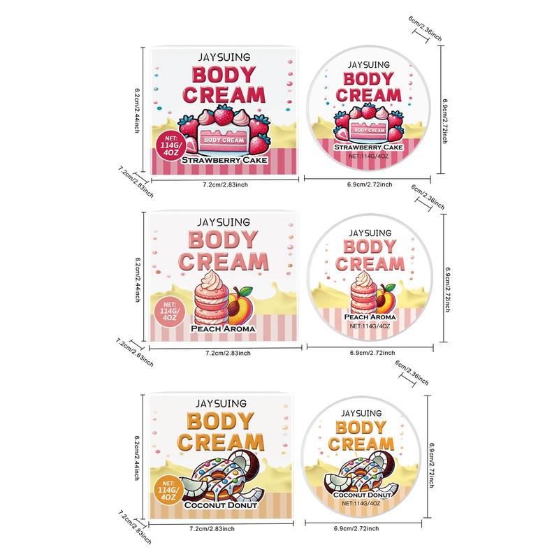 Body Cream, 3 Counts set Moisturizing Body Cream, Hydrating Body Care Product for Women & Men, Refreshing Body Care Kit for Daily Use