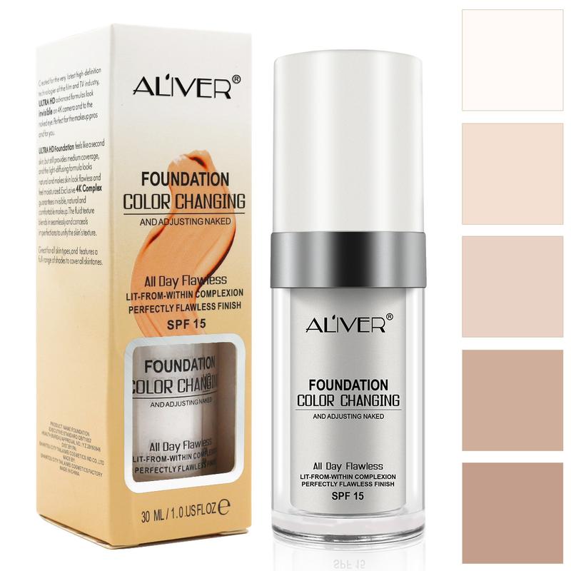 ALIVER Liquid Foundation, Concealer, Light Coverage, Moisturizing (30 ml) - White Foundation Color Changing Foundation, Cosmetic Makeup Moisturize