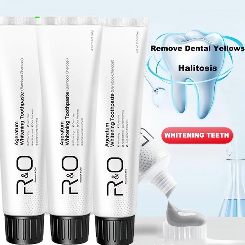 R&O Ageratum Whitening Toothpaste with Bamboo Charcoal, 3.53 oz - Great for Teeth Whitening, Removes Stubborn Stains, Long - Lasting Fresh Breath, Reduces Plaque, Promotes Oral Health Gentle Cleansing