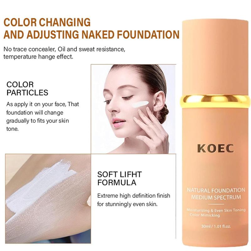 2Pcs Bionic Foundation 4 in 1 - Light Spectrum, Foundation 4 in 1 Medium Spectrum, 4 in 1 Foundation Liquid Hydratin Full Coverage Concealer Color Mimicking Foundation