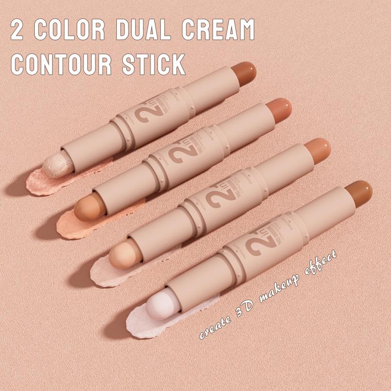 Double-ended Highlighter Contour Stick, 1 Count Long Lasting Concealer Stick, Facial Makeup Tool for Women & Girls