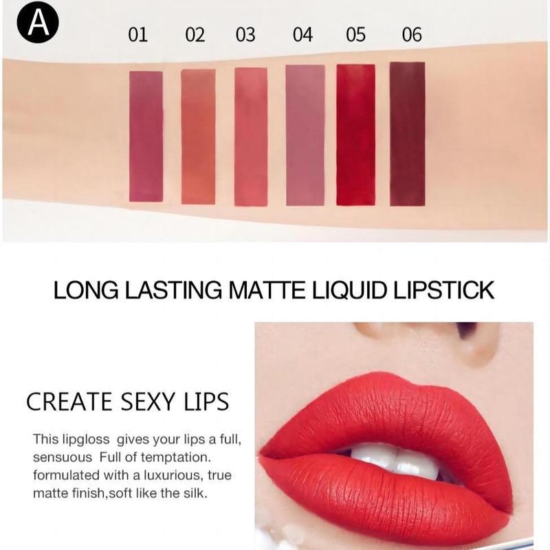 Long-lasting Matte Lipstick (6pcs set)Waterproof Matte Lip Balm, Easy Coloring LipSticks, Lipgloss Suitable for All Occasions LipMakeup, Girls and Women Cosmetic, ChristmasGifts