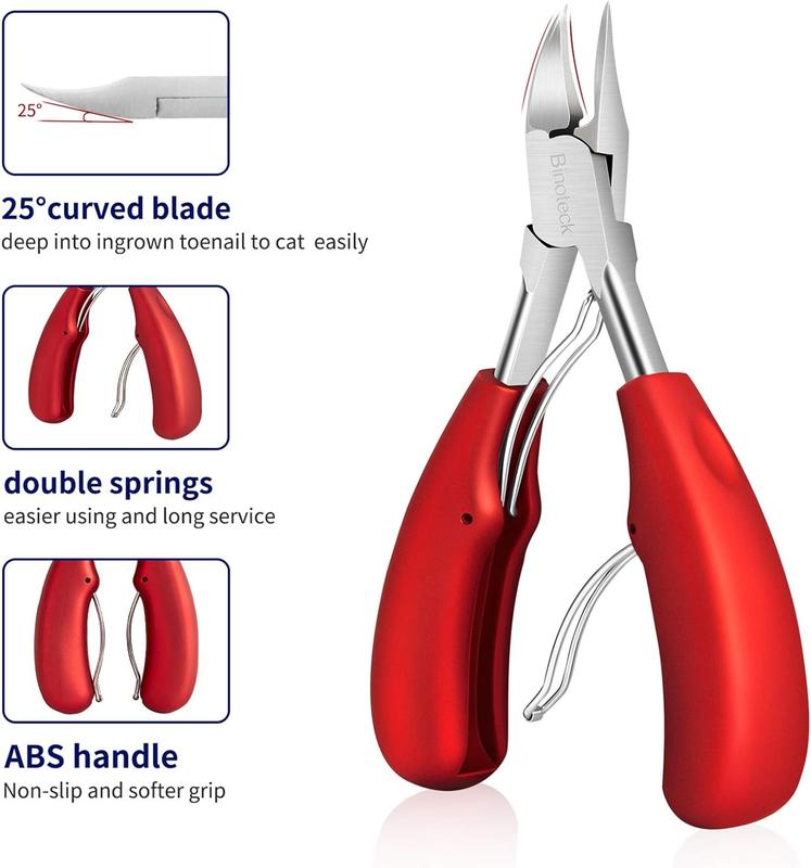 Nail Clippers for Thick Nails,Large Toenail Clippers for Ingrown Toenails or Thick Nails for Men,Women, Seniors,Adults. Professional Stainless Steel Toenail and Fingernail Clippers Set. (Red Silver) Manicure Nail Care Gift Handle Polish Smooth