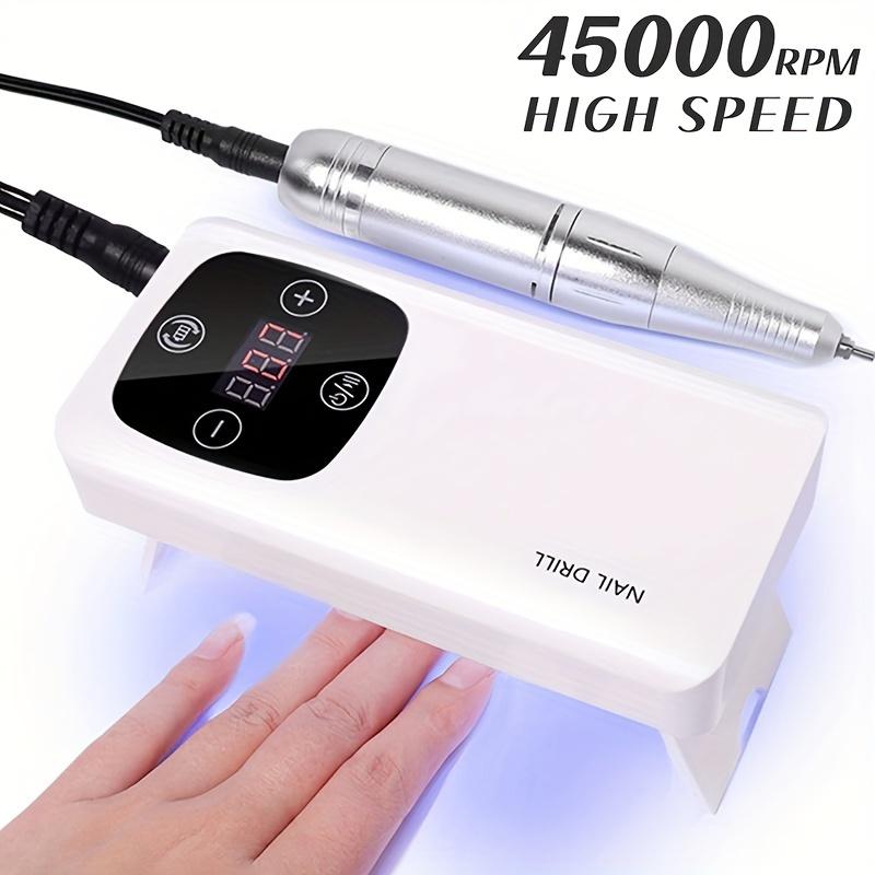 45000RPM Nail Drill Machine 3-in-1 Portable Nail Drill and Dryer Electric Professional Nail Lathe with UV LED Lamp Nail Salon