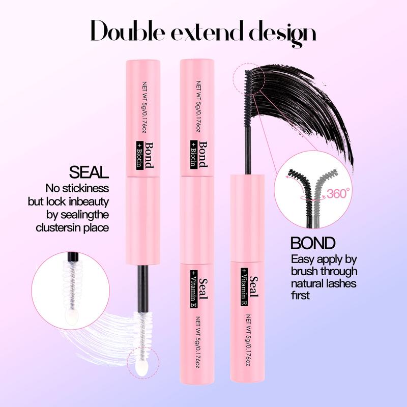 Waterproof eyelash glue, 2-in-1 long-lasting eyelash adhesive and sealant, sweat resistant eyelash extension glue for clustered eyelashes, eyelash extension products, girl's room accessories makeup, face glue, makeup products Cosmetic Eyelashes Extensions