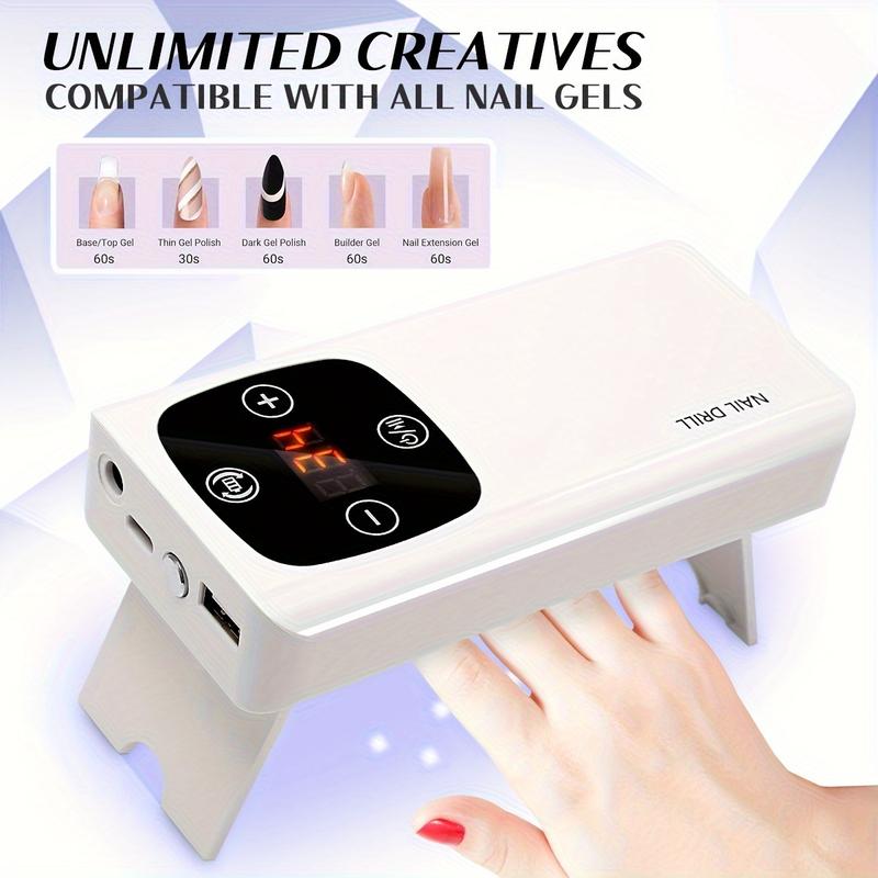 45000RPM Nail Drill Machine 3-in-1 Portable Nail Drill and Dryer Electric Professional Nail Lathe with UV LED Lamp Nail Salon