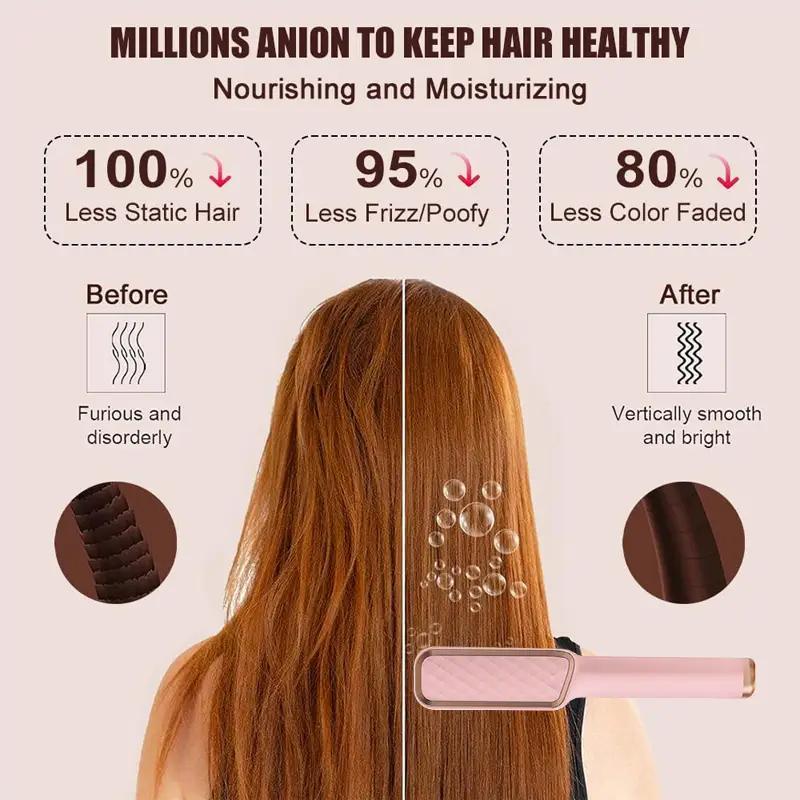 Negative Ion Hair Straightener Brush for Christmas Gift, 1 Count Hair Straightening Comb with LED Screen & 4 Adjustable Temperature, Hair Styling Tool for Home, Travel & Salon