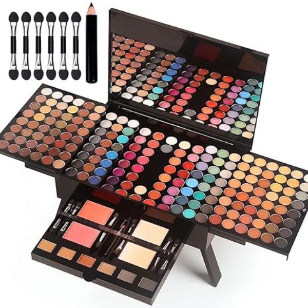 190-Color Makeup Kit: Eyeshadow, Blush, Concealer, Eyebrow Powder, Eyeliner, and Mirror. Perfect Gift