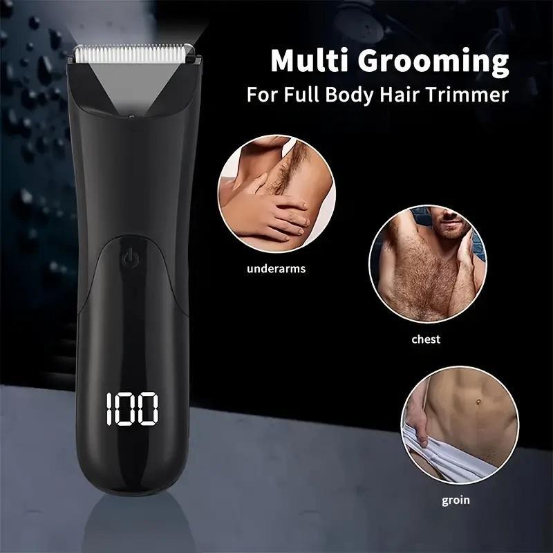 Electric LCD Display Hair Trimmer Kit, 1 Set Rechargeable LED Light Hair Clipper with Limited Comb & Charging Cable & Cleaning Brush for Men Stylists Barber