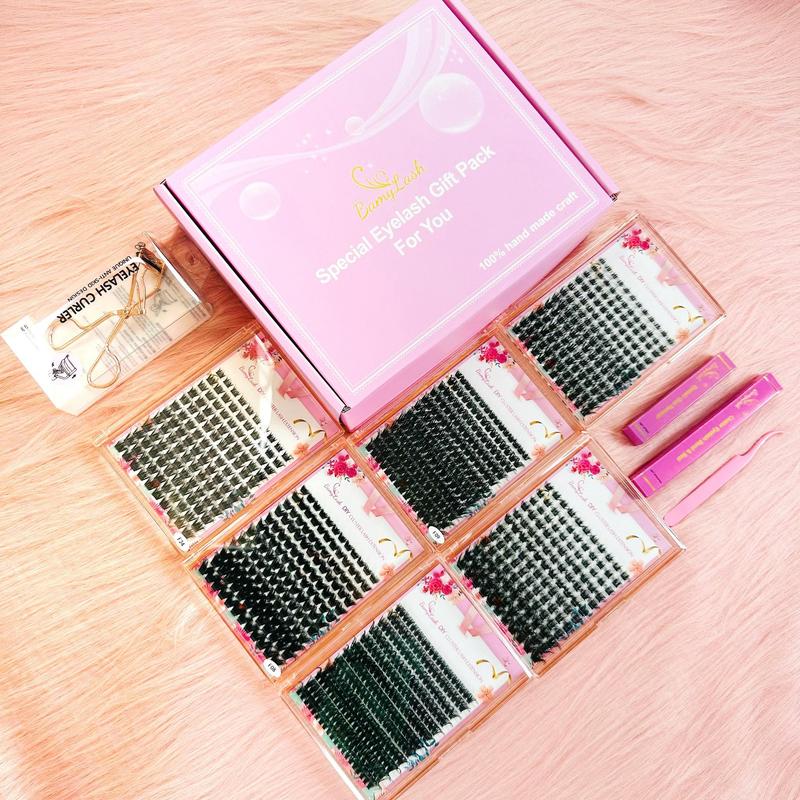 Eyelash Extension Kit, 1 Set Including 6 Boxes False Eyelashes & Curler & Glue Remover & Tweezers, Professional Eye Makeup Accessories for Women